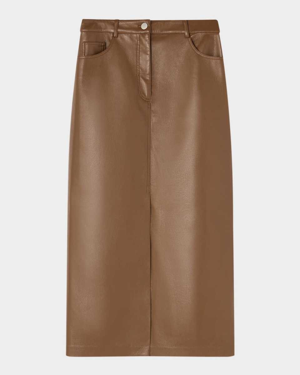 Hardy Faux Leather Midi Pencil Skirt